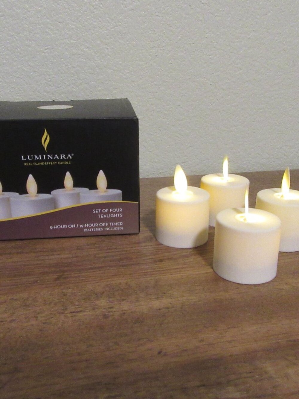Set of 4 Luminara Flameless Tea Lights with Moving Wick 1.4" X 2"